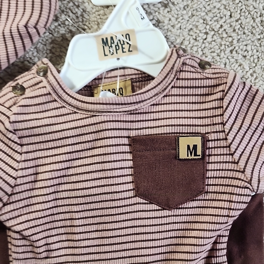 Mario Lopez Striped Brown Baby Outfit Set - Picture 4 of 5